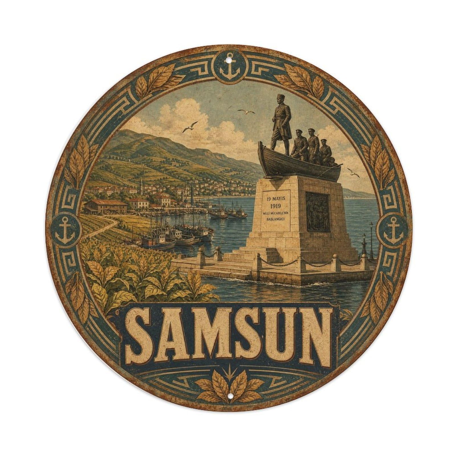 Samsun Black Sea Turkey Nature Travel Rustic Vintage Metal Tin Sign
