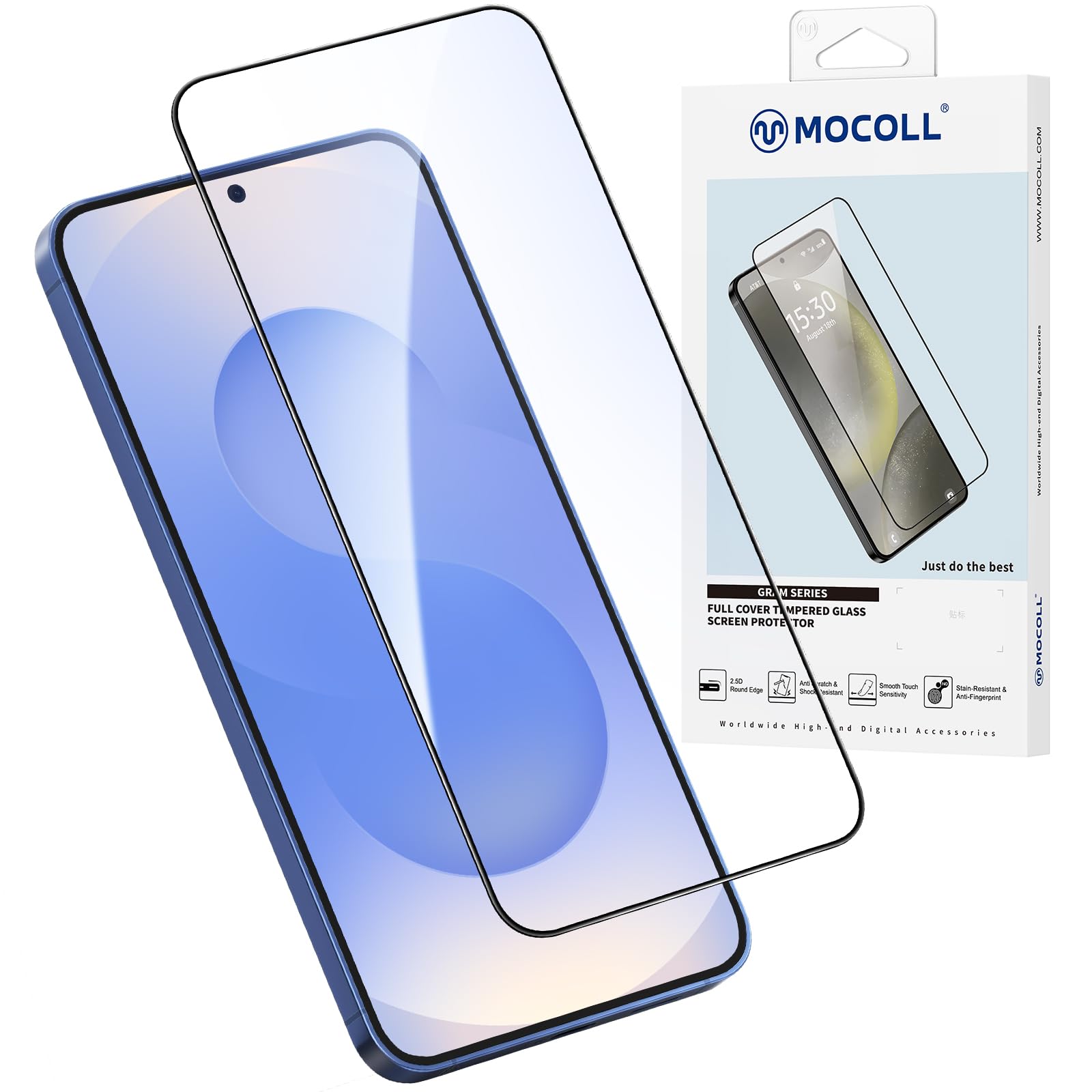 - MOCOLL Tempered Glass Screen Protector for Samsung Galaxy S25 Plus – 9H Hardness, Ultra HD Clarity, Scratch Resistant, Anti-Fingerprint, Bubble-Free, Easy Installation, Case Friendly