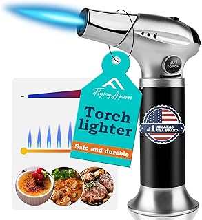 APSARAS USA Torch Lighter, Kitchen Torch for Cooking,Creme Brulee Torch with Lock Adjustable Flame for BBQ, Baking, Brulee Creme, Crafts (Butane Not Included)