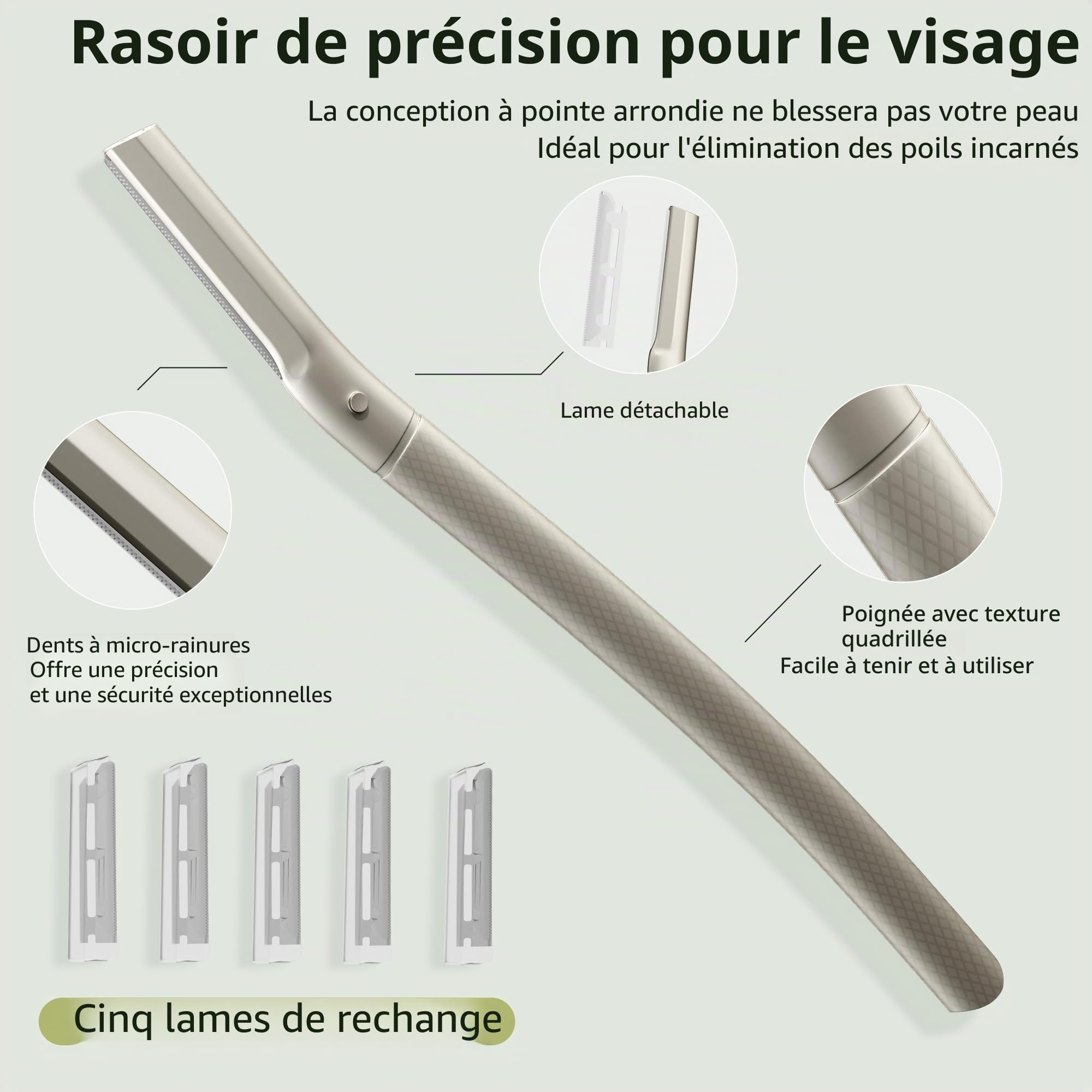 Glamne Kit de toilettage pour sourcils, ciseaux, pince à épiler, rasoir, rasoir facial, avec miroir et étui de voyage