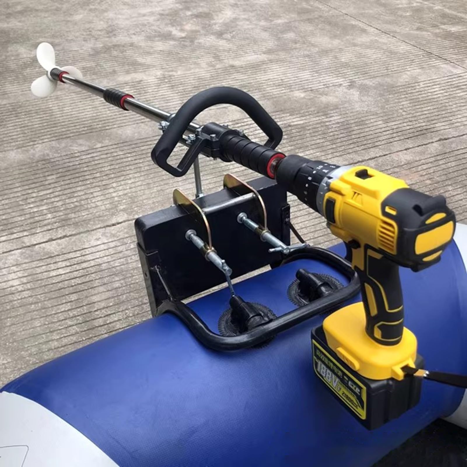 Motore Fuoribordo Elica Orientabile Alimentata da Trapano, Motore Elettrico per Kayak da Traina Senza Fili di Emergenza, Pagaia Portatile per Barca da Trapano(With Clamp,L-100cm(39 3/8"))