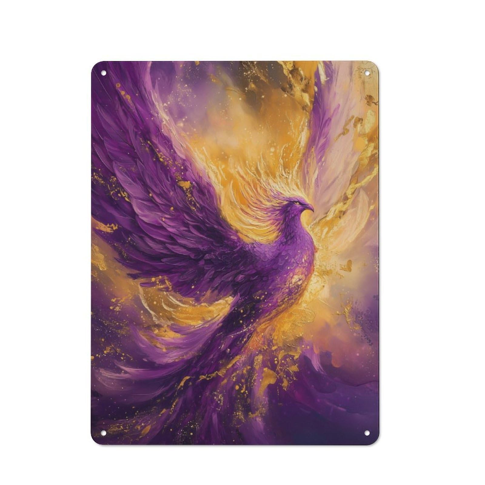 Junmoney Purple Phoenix Rising Tin Wall Plaque 40X30cm With For Man Cave Or Games Room, For Garage, Workshop And Man Cave Decoration