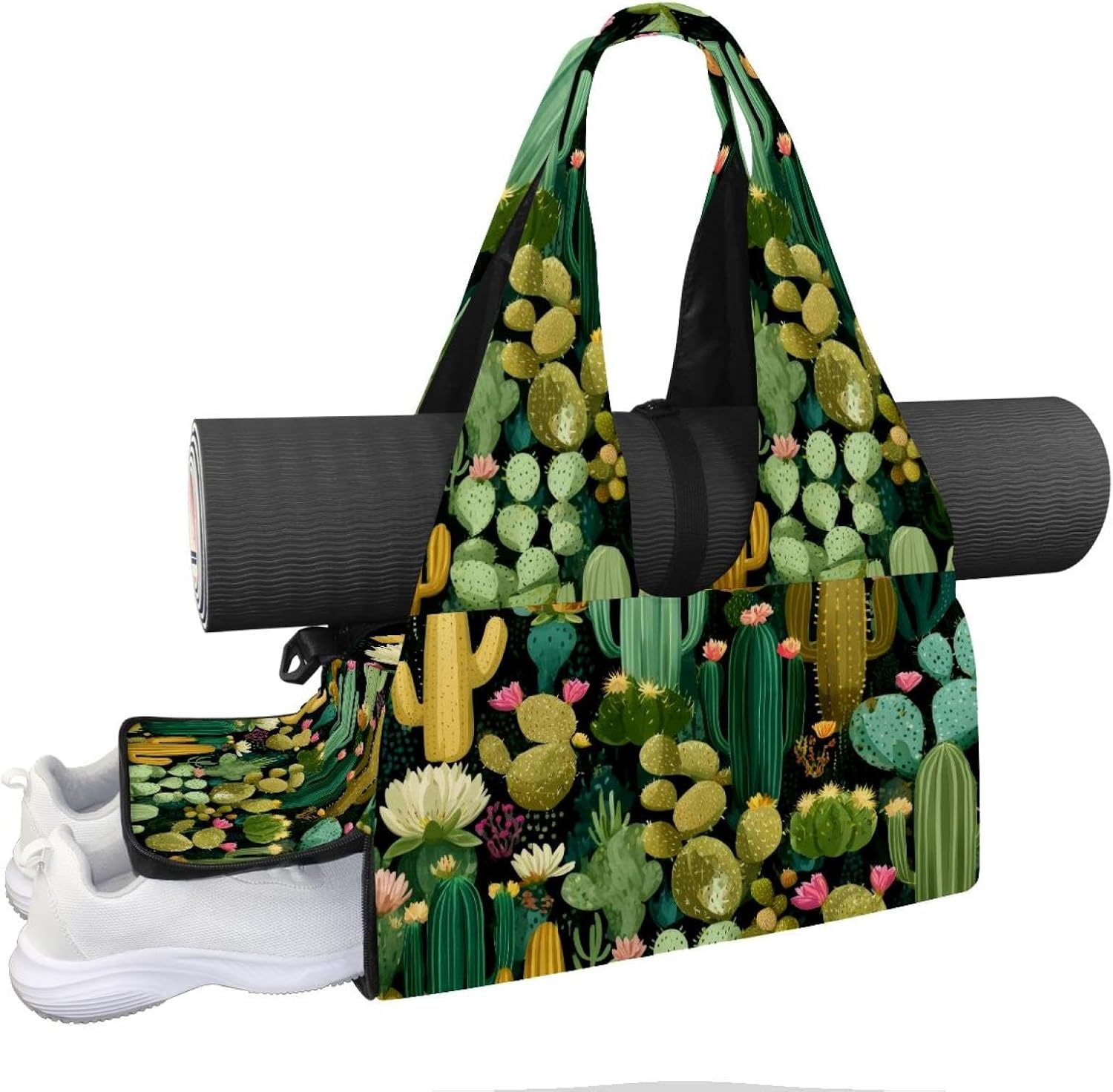 Yoga Mat Bag, Gym Workout Bag with Shoe Compartment, Bee Pilates Bag for Women, Quick Access Storage Yoga Tote Bag for Sports Travel Office