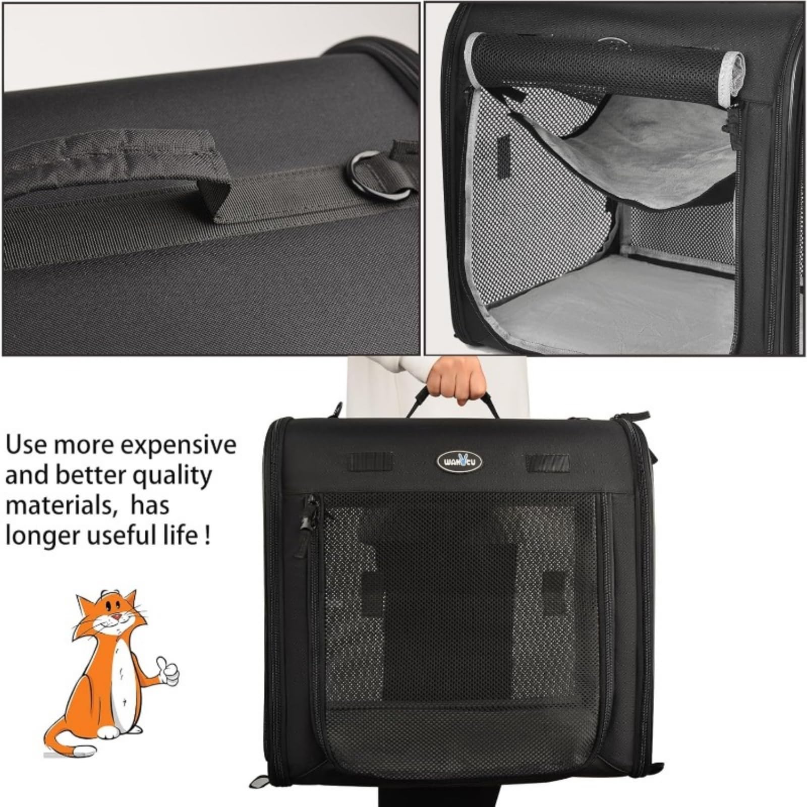 Borsa Viaggio Animali Scatola di Trasporto Pieghevole per Gatti E Cani Due in Uno Trasportatore Domestici, Doppia Portatile Domestici Viaggi Auto-c70 2 0