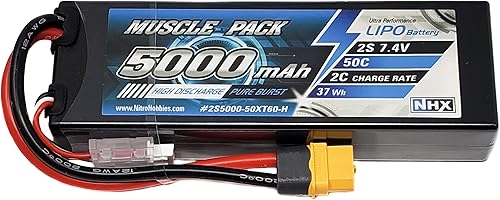 NHX Muscle Pack 2S 7.4V 5000mAh 50C Estuche rígido Lipo batería con conector XT60