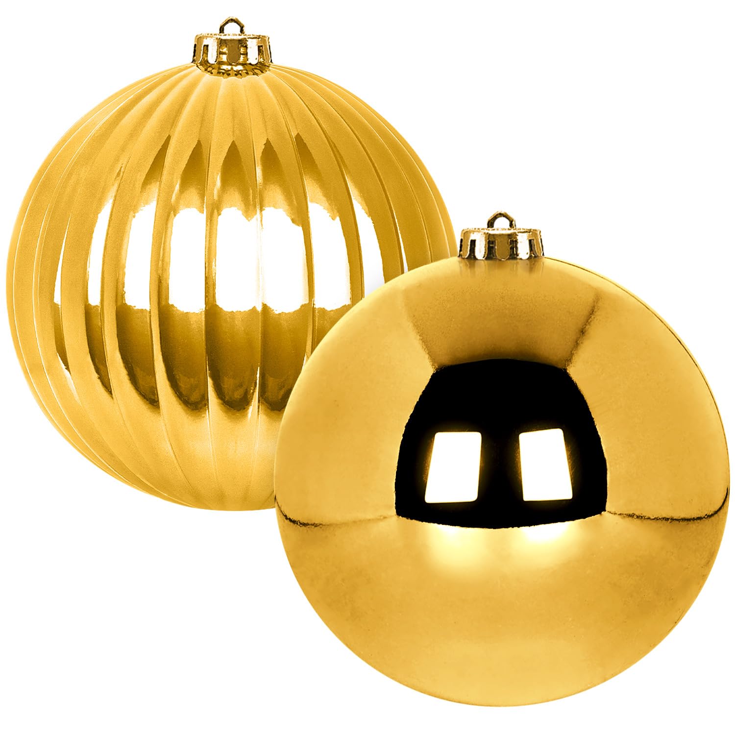 Benjia Giant Christmas Baubles, Extra Large Big Xmas Shatterproof Plastic Ball Ornaments Set for Outdoor Outside Lawn Yard Tree Hanging Decorations Decor (20cm/200mm, 2 Packs, Gold)