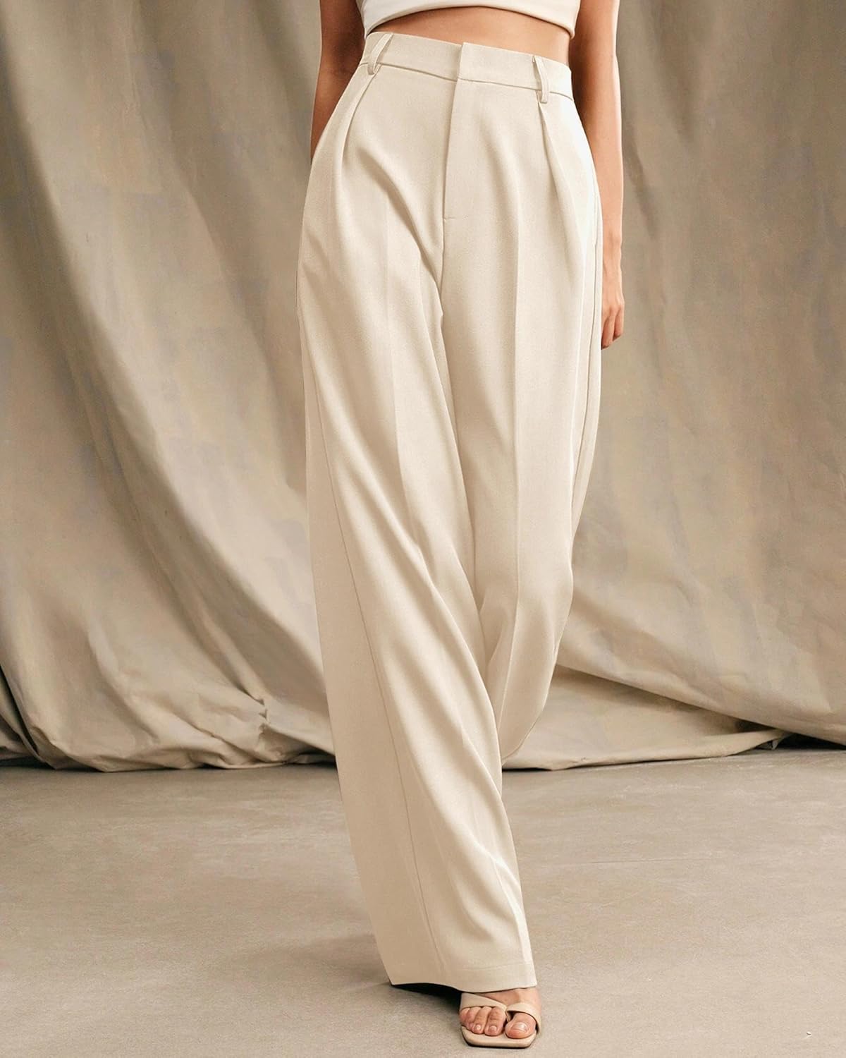 Womens Wide Leg Pants High Waist Straight Work Pants Office Business Casual Palazzo Trousers with Pockets - Image 4