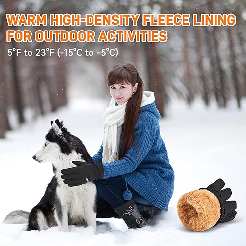 Miniatura 2 de ihuan Guantes de invierno para hombres y mujeres, impermeables, cálidos, guantes de nieve para clima frío, material térmico para esquí, snowboard,