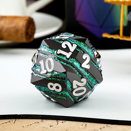 Miniatura 10 de D20 Dice DNDND - Dados de borde afilado de 1.31 pulgadas (1.299 in), 20 caras con magnífica caja de regalo para Calabozos y Dragones (verde)