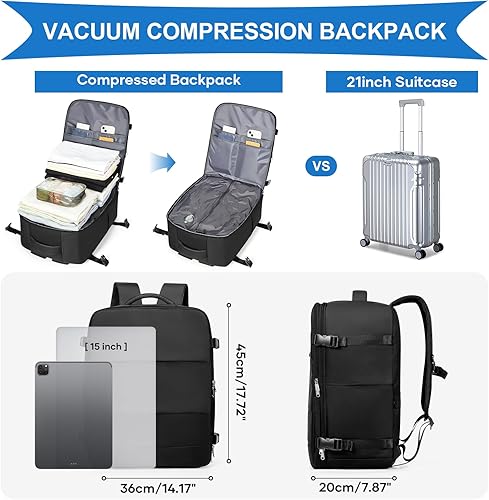 Miniatura 443 de coowoz Mochila de viaje grande para mujeres y hombres,Mochila de transporte,Mochila de senderismo impermeable para deportes al aire libre, Azul, 45