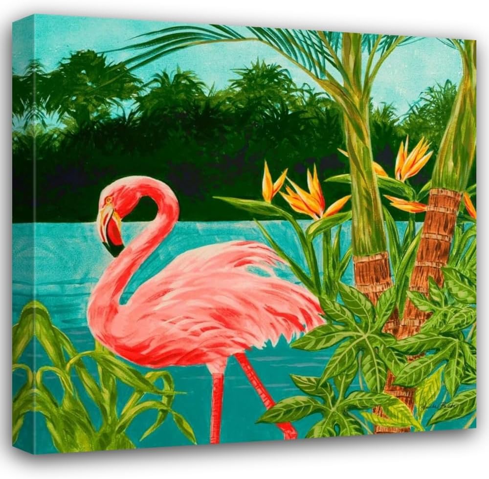 ArtDirect Hot Tropical Flamingo I 15x15 Gallery Wrapped Canvas Museum Art by Baliko, Linda