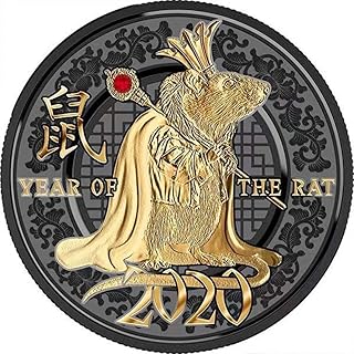 2020 Zodiac Crown Mouse King Animal Two-Color Nickel Silver Diamond Commemorative Coin Collection Copper Coin Rat Coin Coin for Home Room Office Decor