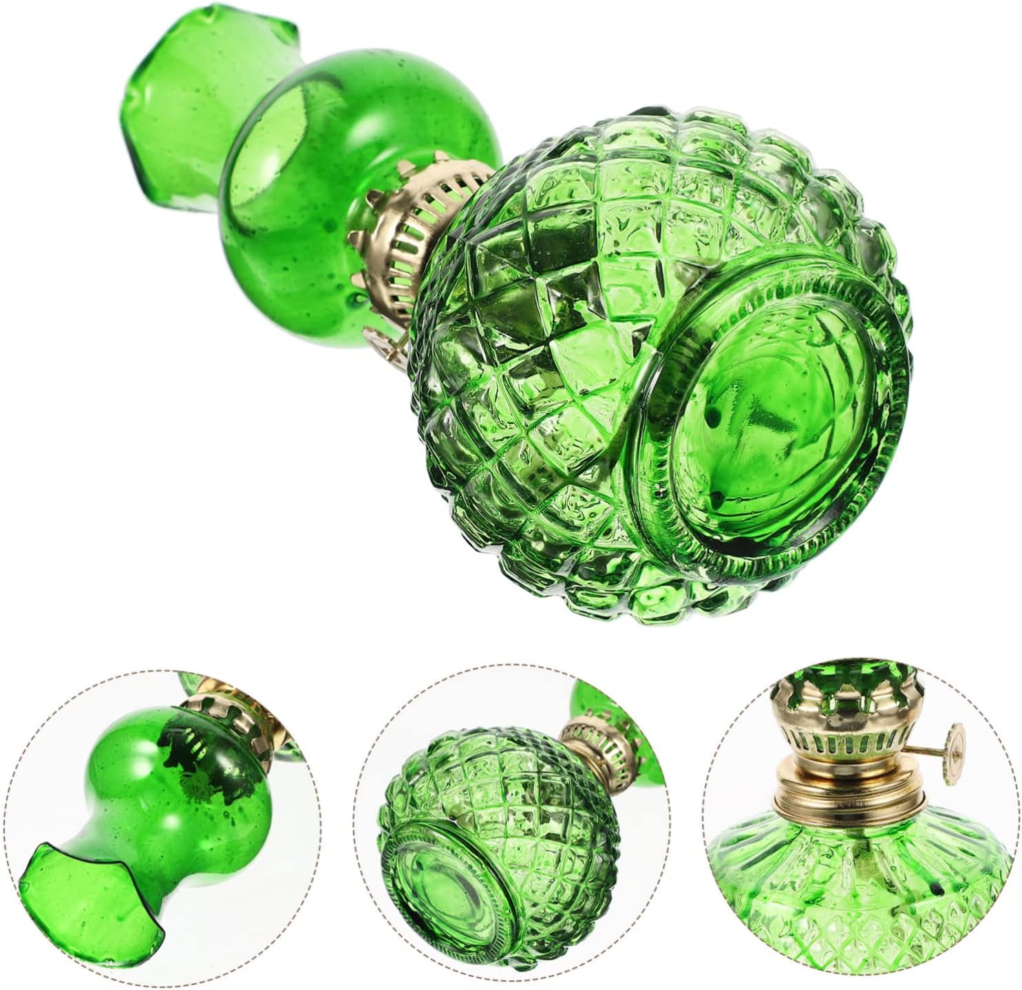 Cabilock Vintage Glass Kerosene Lamp with Windproof Shade Portable Retro Oil Lamp Burner for Indoor and Outdoor Use Centerpiece for Home and Parties