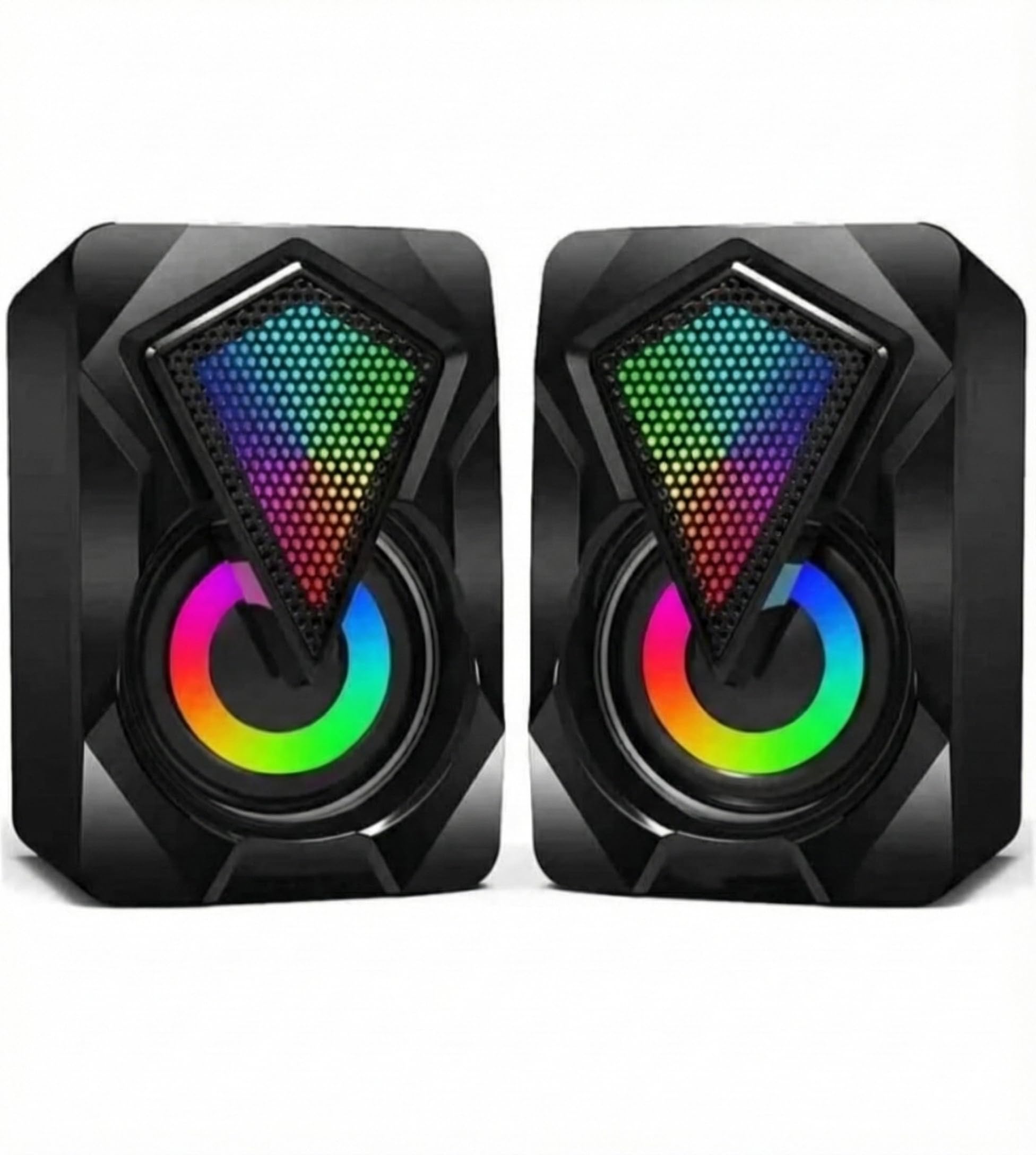 Jaxter USB Powered Computer Speakers 6W Stereo Sound with Multicolor LED Lights, AUX Input & Volume Control Pod, Compact Desktop Speakers for PC, Laptop, Desktop, Gaming & Music (Multicolor)-image-34