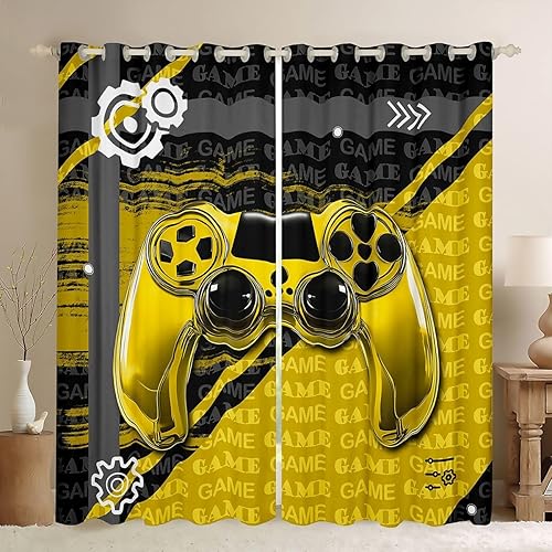 Feelyou Gamer Curtains for Bedroom Living Room (2 Panels, 42 x 63 Inch) Game Con