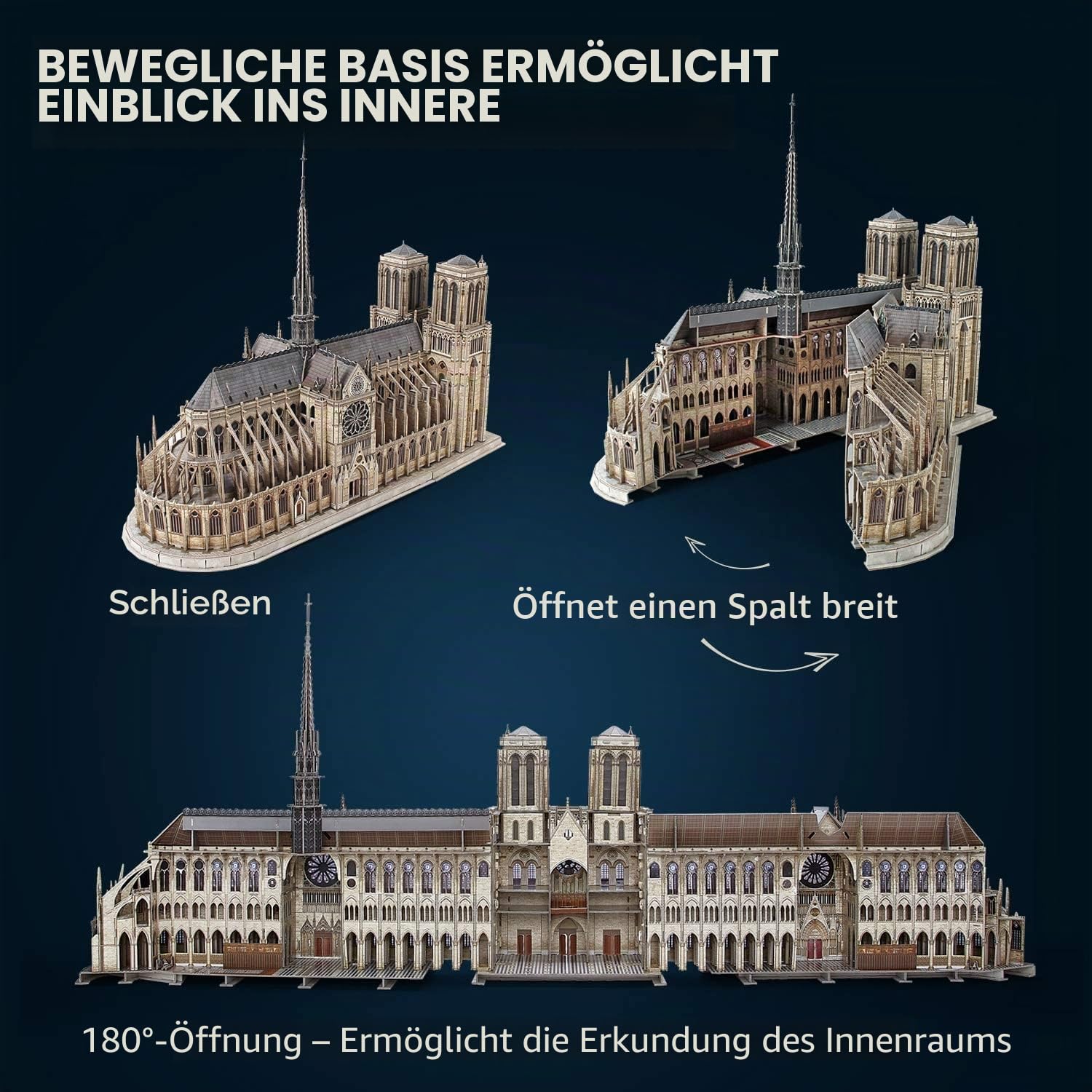 CubicFun 3D Puzzle Frankreich Notre Dame de Paris (Große) Architekturmodellbausätze Gotische Kirche Modellbau Geschenk für Erwachsene, 293 Stück | Große Architekturmodellbausätze, Gotische Kirche Modellbau, Geschenk Erwachsene