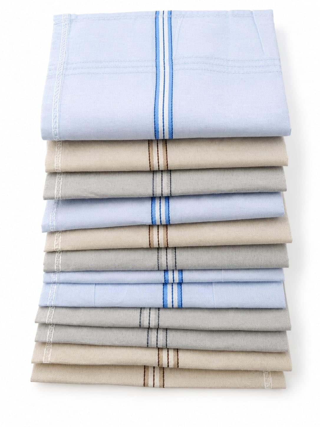 AKSHINE, Men's Pure Cotton Handkerchief Pack of 12, Soft Absorbent Daily Use Pocket Square Rumal, Breathable Reusable Sweat Wipe Hankies for Office Travel Multicolor-picture-48