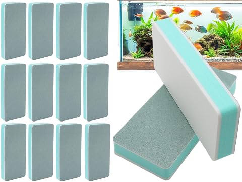Aquarium Cleaning Pad,12pcs Double-Sided Fish Tank Cleaning Brushes,Double-Sided Fish Tank Glass Cleaner,EVA Aquarium Sponge Brush Pad,Aquarium Glass Cleaning Sponge,Aquarium Cleaning Sanding Block