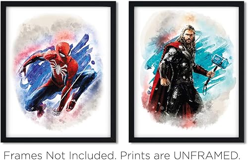 Miniatura 6 de Marvel Avengers - Impresiones artísticas de superhéroes en acuarela (sin marco), gran regalo de 10 (8 x 10 pulgadas), decoración para habitación de