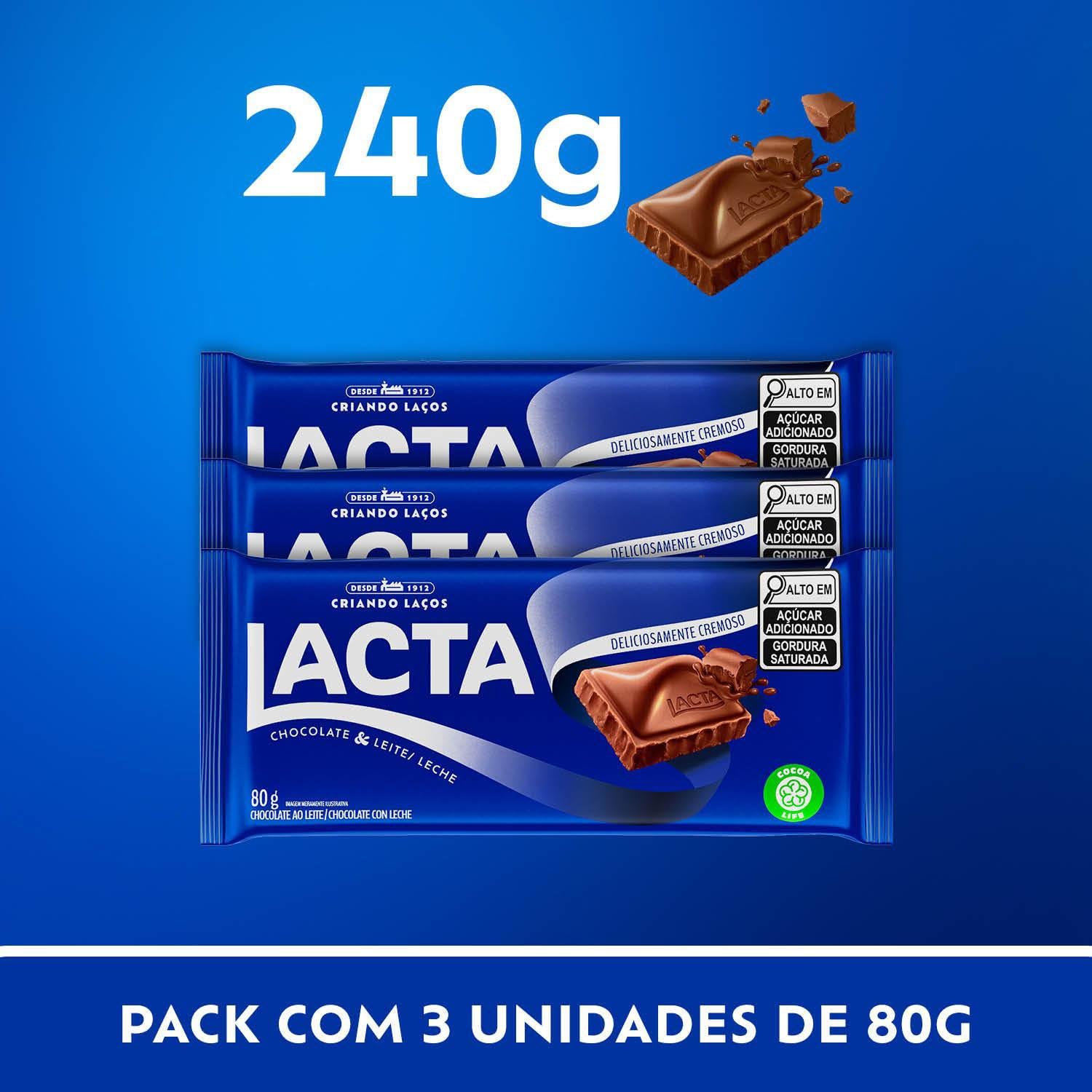 Chocolate Ao Leite Lacta Tripack 240g : Amazon.com.br: Alimentos e