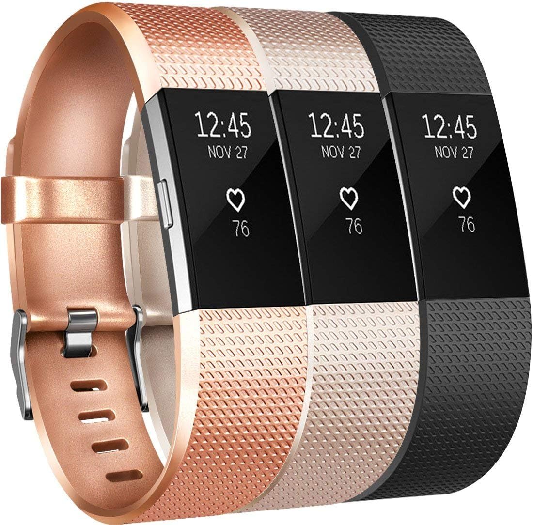 Replacement for Charge 2 Strap (3 Pack), Watchbands Soft Comfortable Accessory Straps for Charge 2