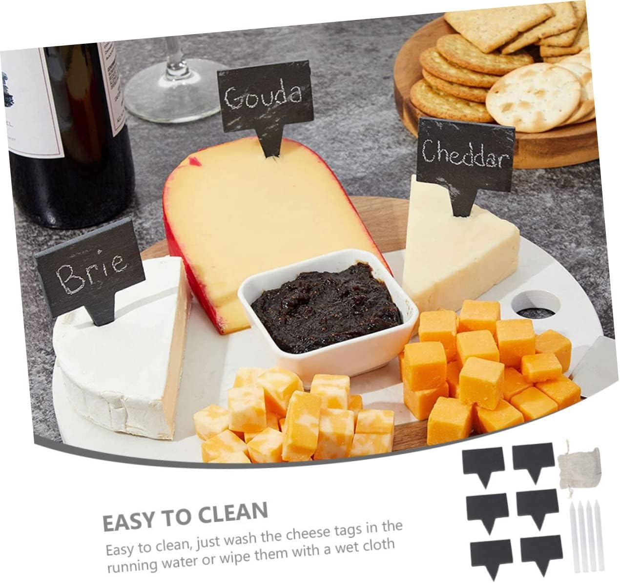 Stone Cheese Markers, Writable Labels for Food Items, Elegant