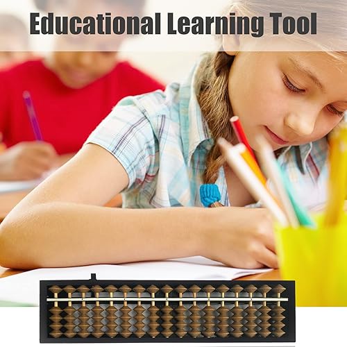 Miniatura 4 de Vaupan Digit Standard Abacus Soroban Professional 17 columnas (10.2 pulgadas) Abaco matemático, herramienta de cálculo matemático con botón de