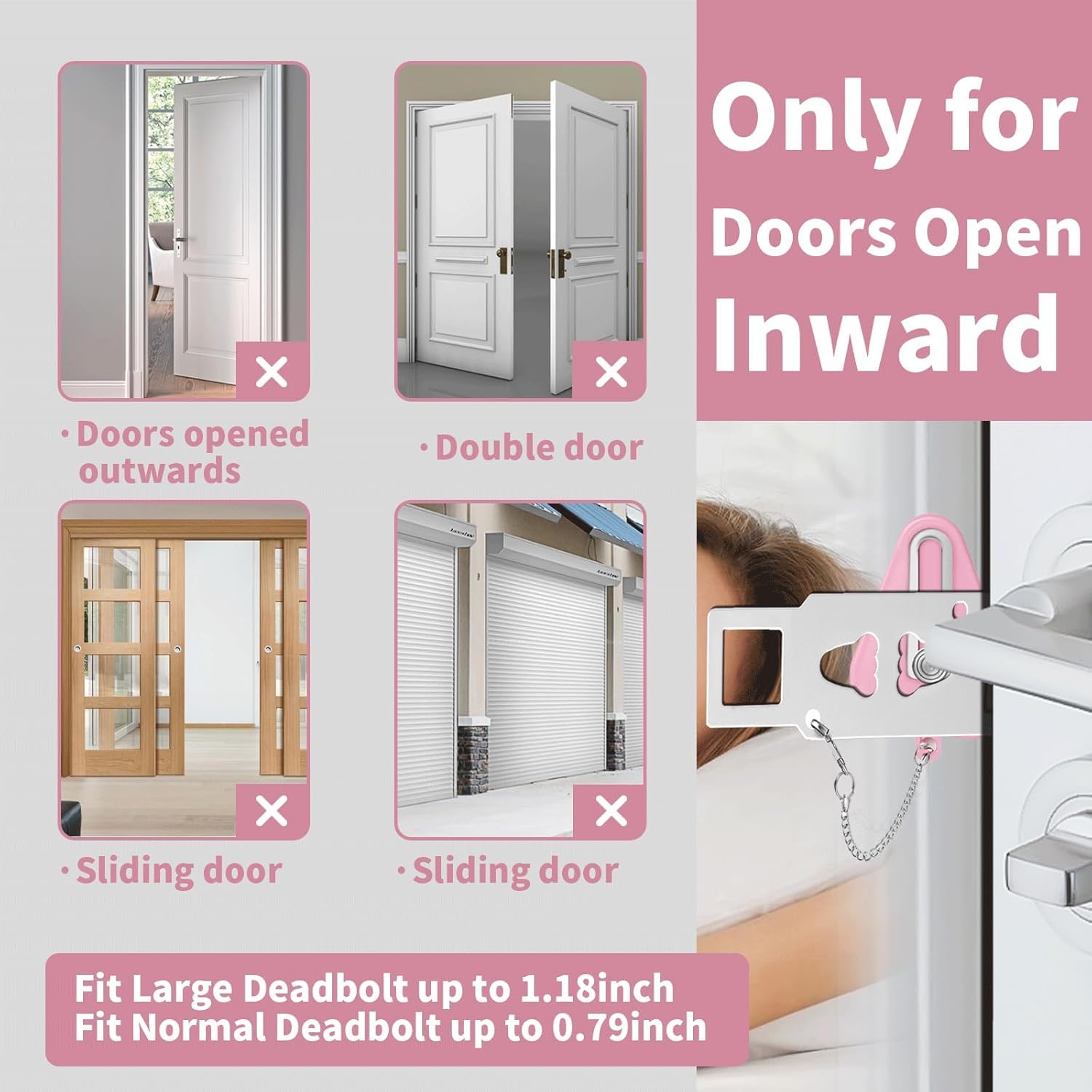 Portable Door Lock & Door Stop Alarm Set, Dual Protection Home Security Door Kit - Image 4