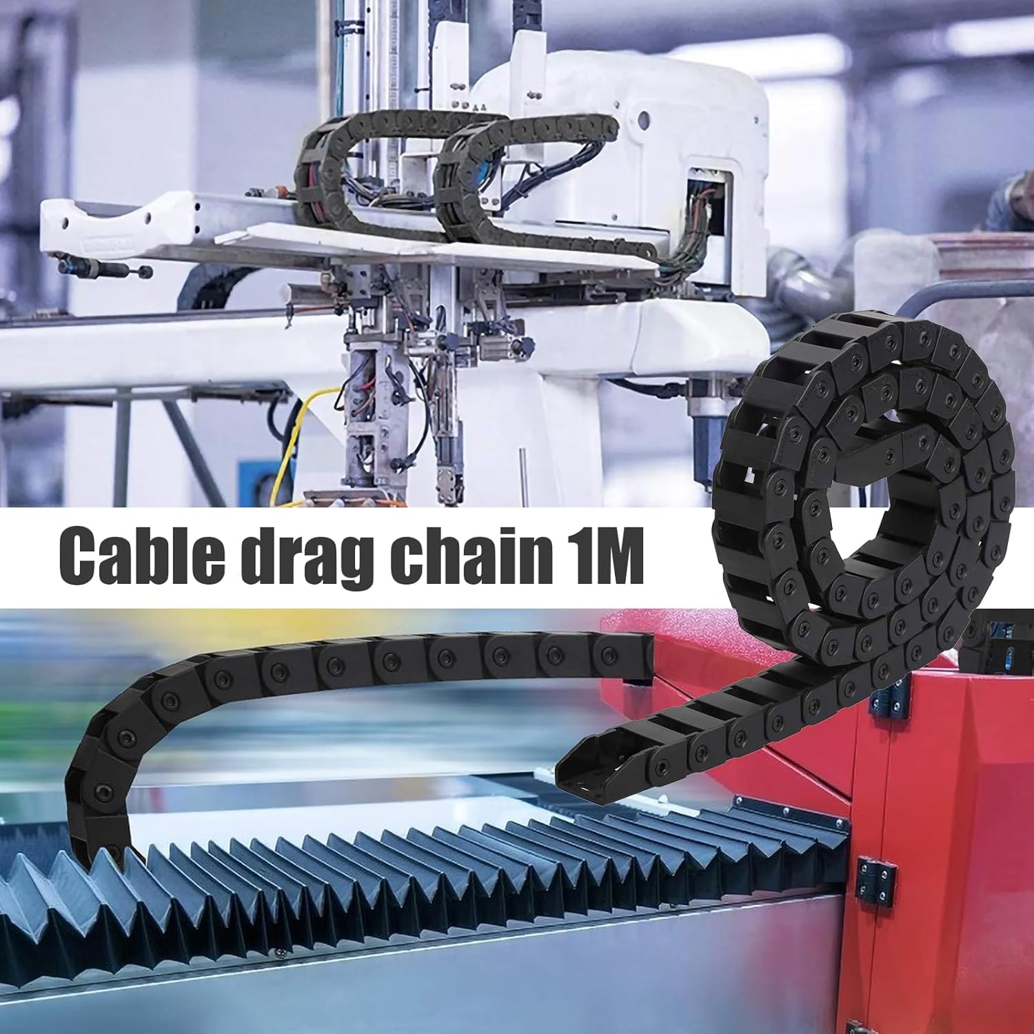 Cadena Porta Cables, Cadena Arrastre 25 x 57 mm, Cadena de Arrastre de Cable de Nylon, Soporte de Cable, para Impresoras 3D, CNC y Otras Máquinas, 1M