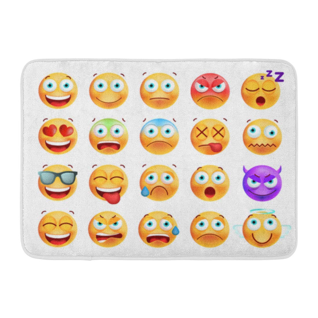 Amazon 白い怒っている面白い浴室装飾敷物の上のバスマット顔黄色い絵文字かわいい絵文字 浴室足ふきマット ホーム キッチン オンライン通販