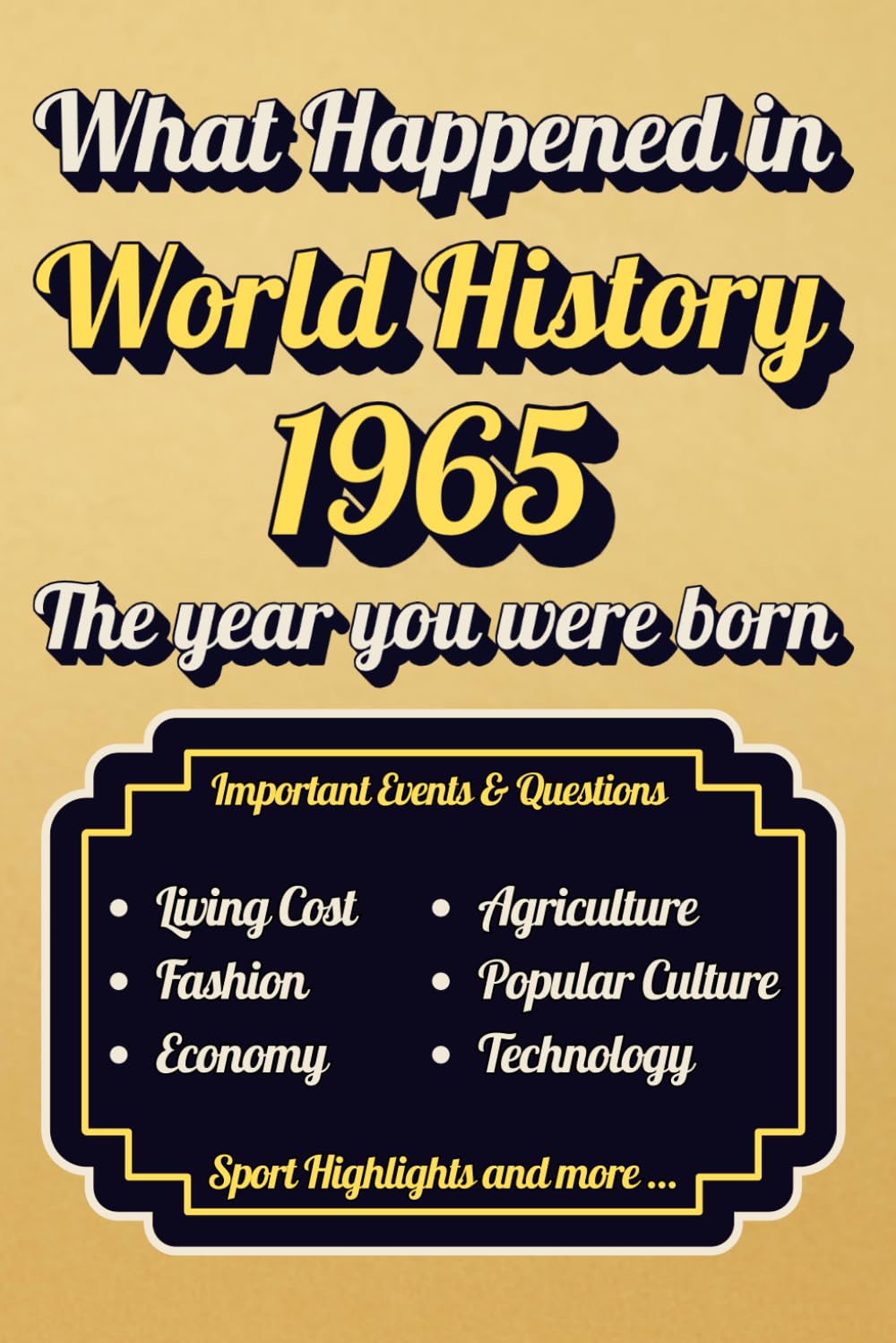 What happened in 1965 World History The year you were born: A Year to remember l Major Events, Economic Changes, Technology, Sports, Agriculture, and More...