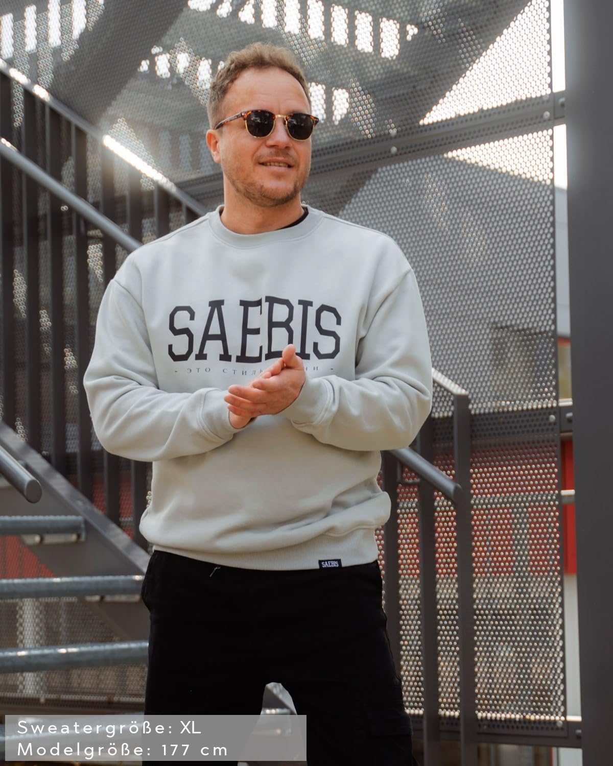 SAEBIS Extra Schwerer All Black Herren Sweater, Warmer schwarzer Pullover für Männer