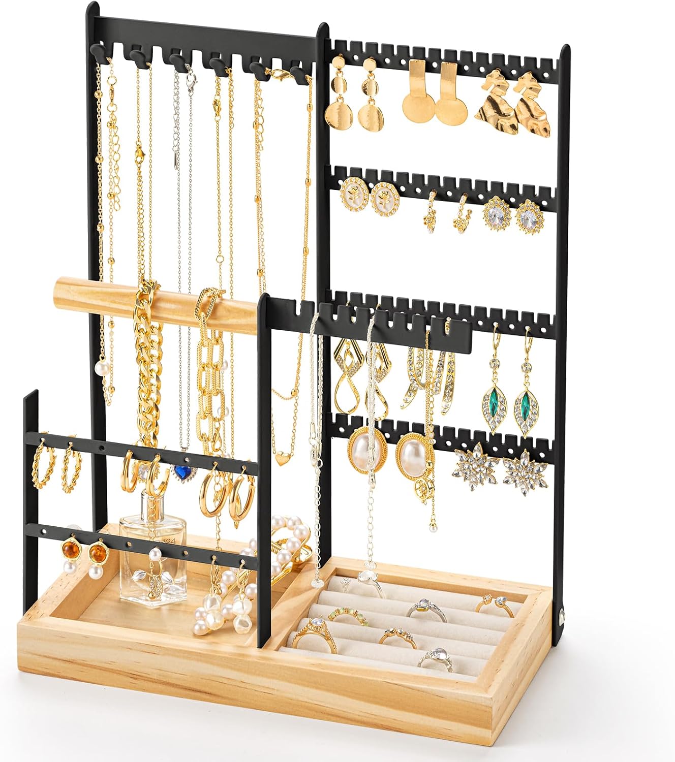 Jewelry Organizer Include 132 Holes for Earring Holder