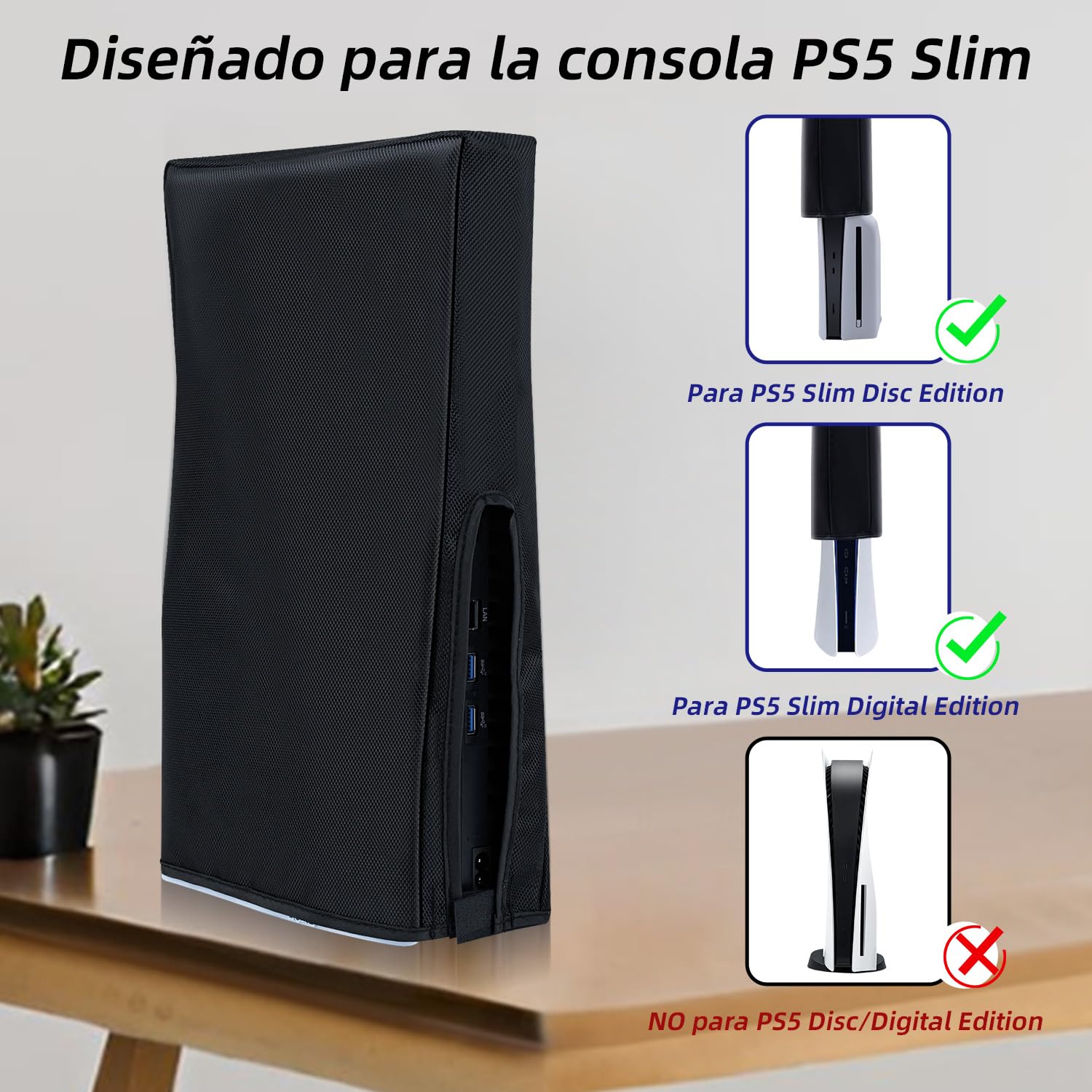 Mcbazel PS5 Slim Funda Antipolvo, Cubierta Protectora Antirrayas, a Prueba de Polvo para Consola de Juegos PlayStation 5 Slim Digital/Disc - Negra（no para ps5/ps5 Pro
