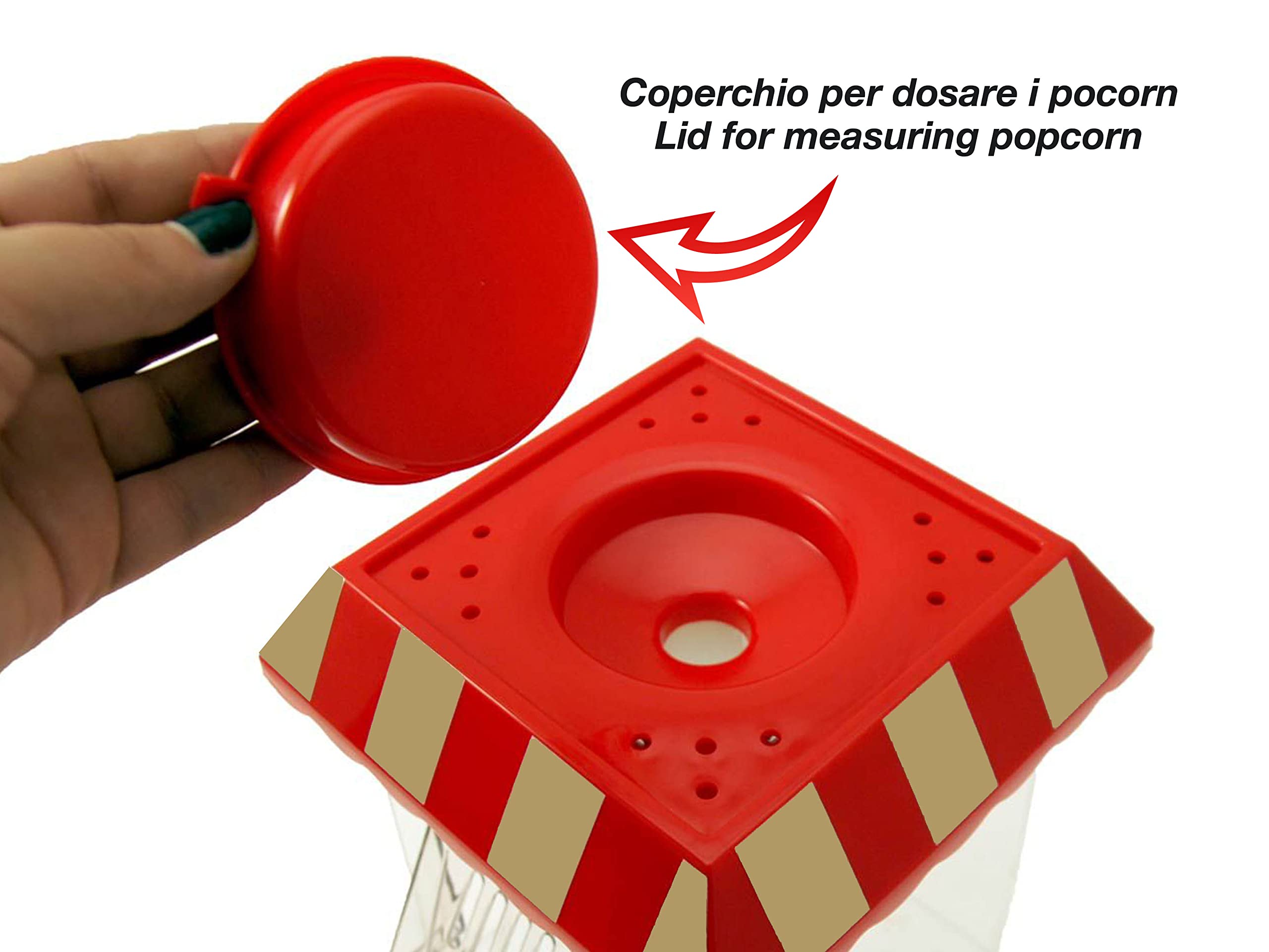 BEPER Macchina per Popcorn, Popcorn in 3 Minuti, No Grassi, Circolazione di Aria Calda, Senza Olio Potenza 1200 W, Rosso/ Oro