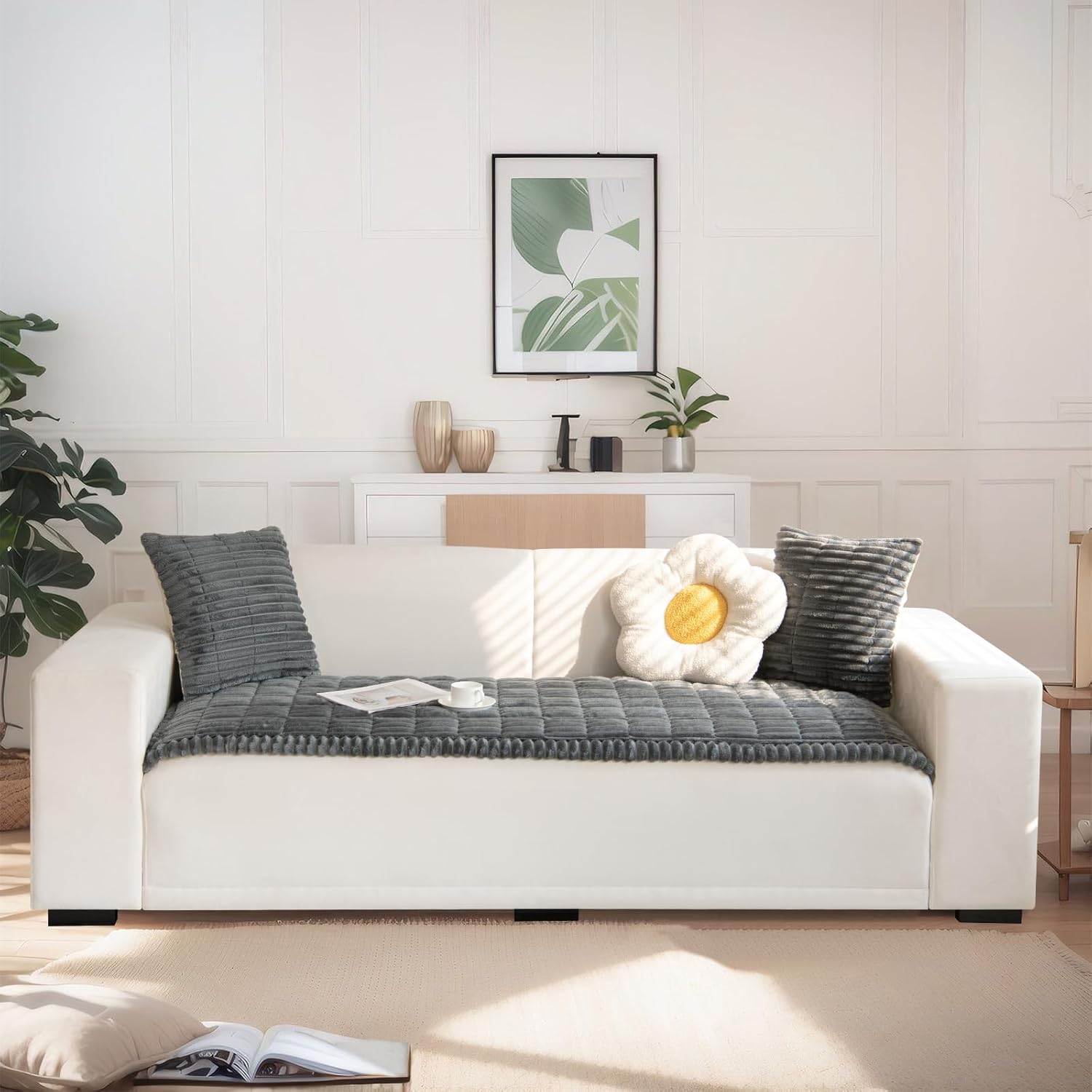 LiveGo Pet Couch Cover Dogs Washable Non-Slip Couch Protector Pet Friendly Dog Mat for Couches and Sofas (Dark Gray, 90x210 cm / 35.4x82.67 in)