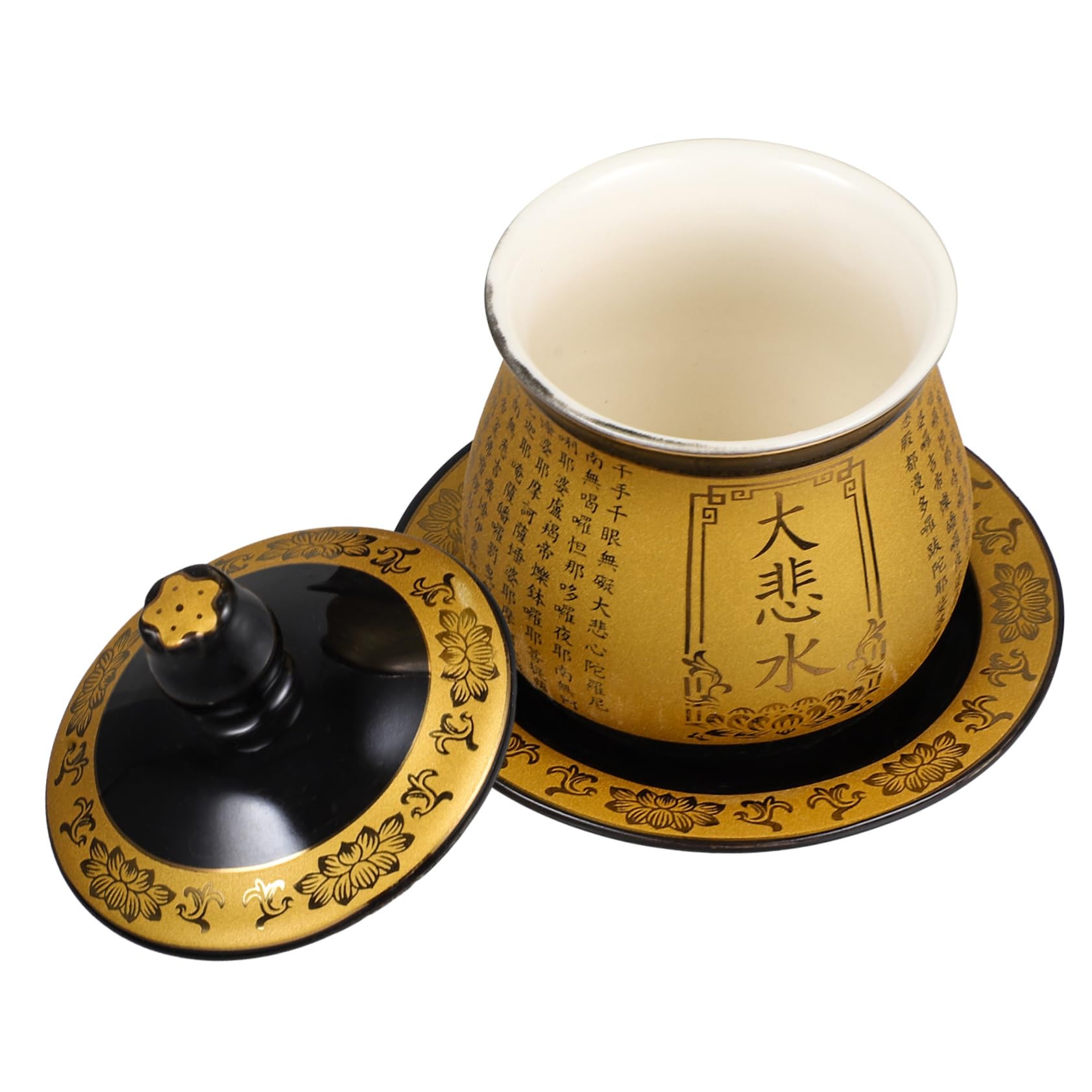 Taza de cerámica para templo budista PRETYZOOM copa ritual con bandeja