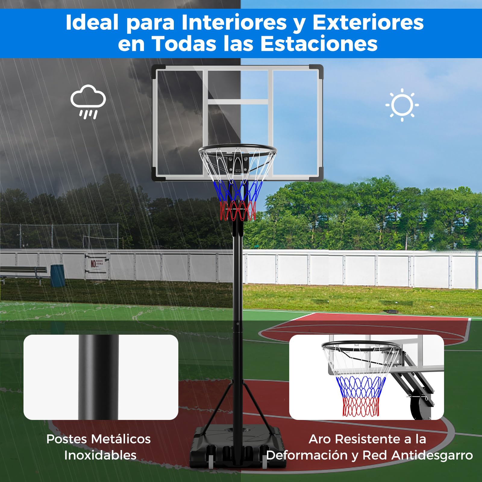 GOPLUS Canasta de Baloncesto Portátil con Altura Ajustable en 10 Niveles