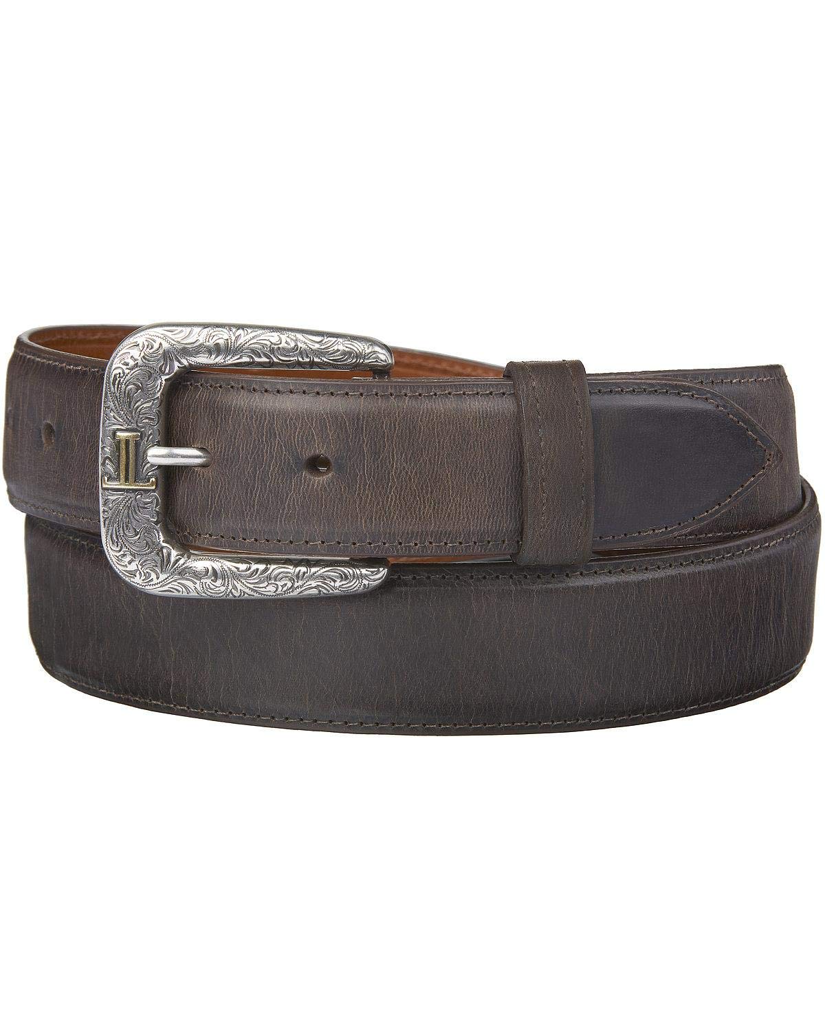 Lucchese Men's Straight Chocolate Burnished Goat Belt Chocolate 36