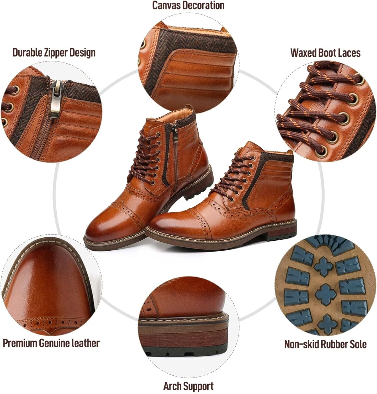 Arkbird Mens Chelsea Boots, Stylish and Comfort Leather Chukka Ankle Boots with Zipper