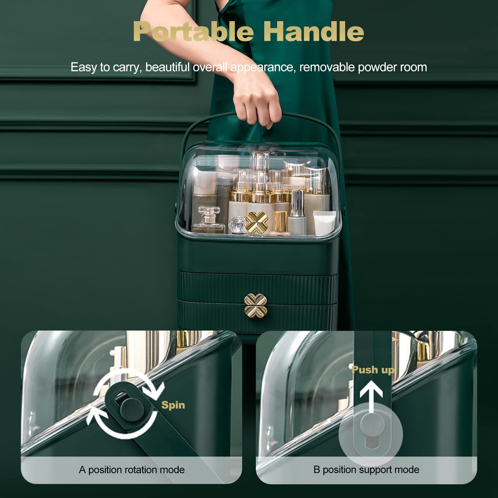 Galatée Organizer per Cosmetici,Organizzatore di Trucco Grande Capacità,Organizer Trucchi Multifunzione Girevole,per Cosmetici, Gioielli e Accessori ideale per bagno e camera da letto（bianca -c）
