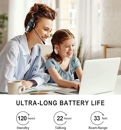 Miniatura 3 de Conambo Auriculares Bluetooth con micrófono, auriculares Bluetooth Trucker con cancelación de ruido, 22 horas de tiempo de llamada, auriculares