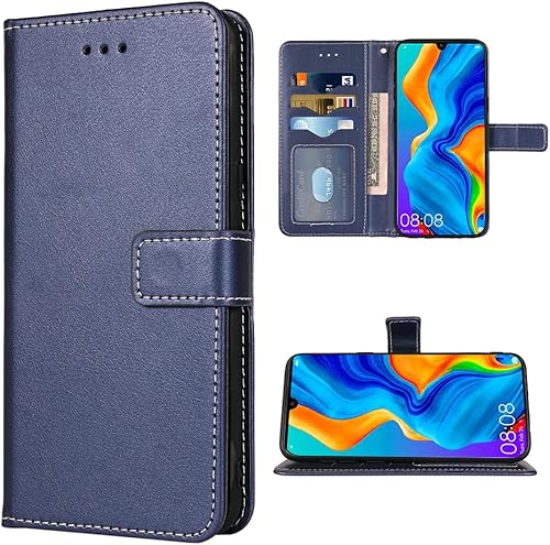Compatible con Huawei P30 Lite - Funda tipo cartera con correa para la muñeca con cordón de cuero, soporte para tarjetas, accesorios para celulares,