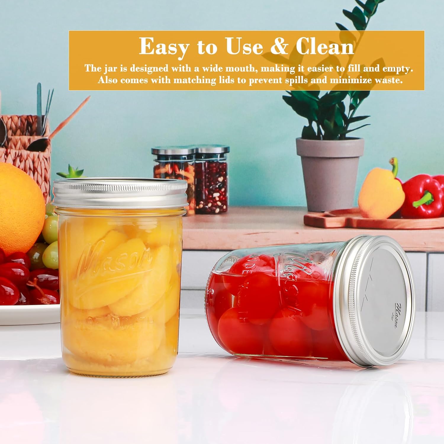 [12 pcs]16 oz Mason Jars,Glass Jars with Lids, Airtight Canning Jars, Wide Mouth Mason Jars. Airtight Container For Jams, Honey, Spices,Pickles, Home Decor,Overnight Oats,Fruit Preserves thumbnail