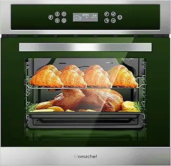 AMZCHEF Single Wall Oven 24" Built-in Electric Ovens with 11 Functions, 8 Automatic Recipes, 2800W, 240V, 2.5Cu.f Convection Wall Oven in Stainless Steel, Touch Control, Timer, Safety Lock,Upgraded