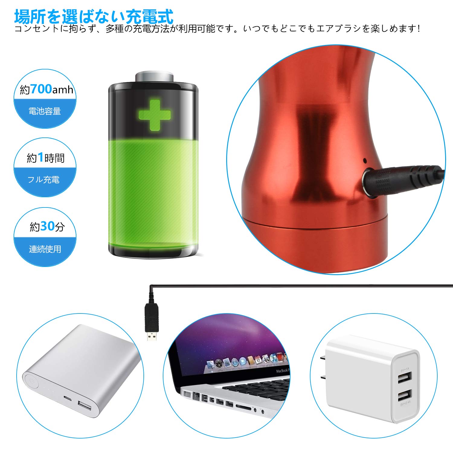 Amazon.co.jp: エアブラシ セット ダブルアクション 充電式 3塗料