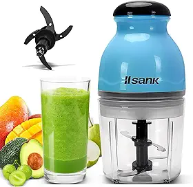 Processador de Alimentos 260W, Moedor de Carne com Copo 600ml, Azul, para Frutas, Legumes e Papas de Bebê, Baixo Ruído