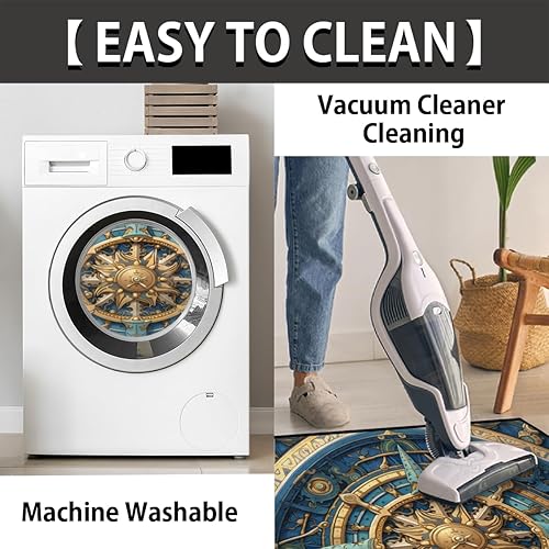 Miniatura 4 de Tapete semicircular, con brújula náutica, antideslizante, de medio círculo, con brújula azul, rosa, lavable, duradero, decoración del hogar,