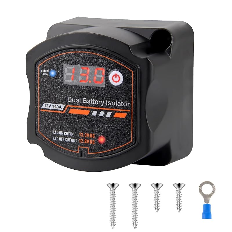 Isolador de Bateria Dupla JESTMOTOR 12 V 140 A com Voltímetro e VSR – 1 unidade
