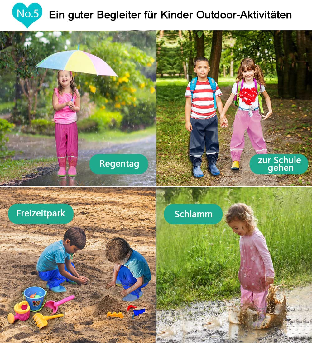Kinder Regenhose 140 Frühling und Sommer Matschhose Jungen 140 Wind und wasserdicht Buddelhose Bundhose(Nicht Gefüttert Dunkelblau 134-140)